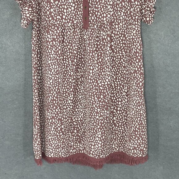 Umgee Dress Women Sz Small Polka Dot Linen Fringe Hem V-Neck Boho Flowy Boho - Picture 5 of 14